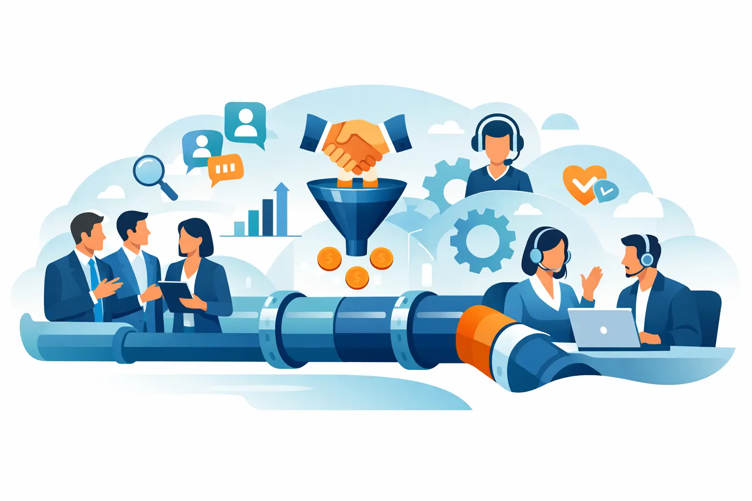 Pipeline comercial integrado ao atendimento
